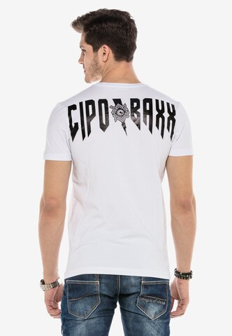 CIPO & BAXX T-Shirt JAGGED TIGER mit Pailletten Print in Weiß