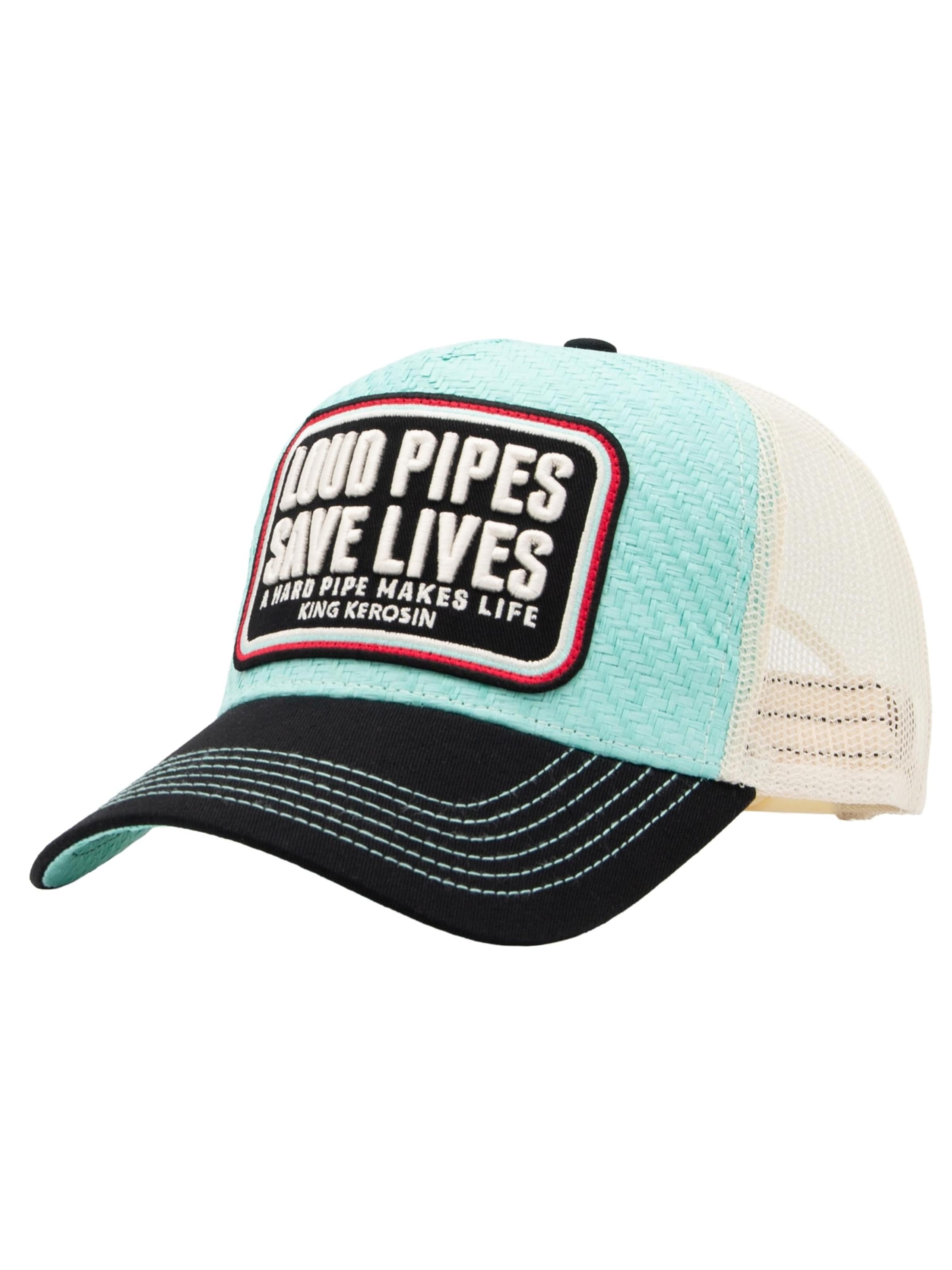 King Kerosin Cap 'Loud Pipes Save Lives' in Blue: front