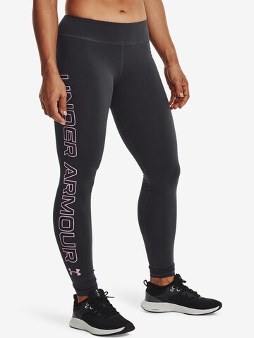 UNDER ARMOUR Skinny Workout Pants 'Favorite' in Grey: front