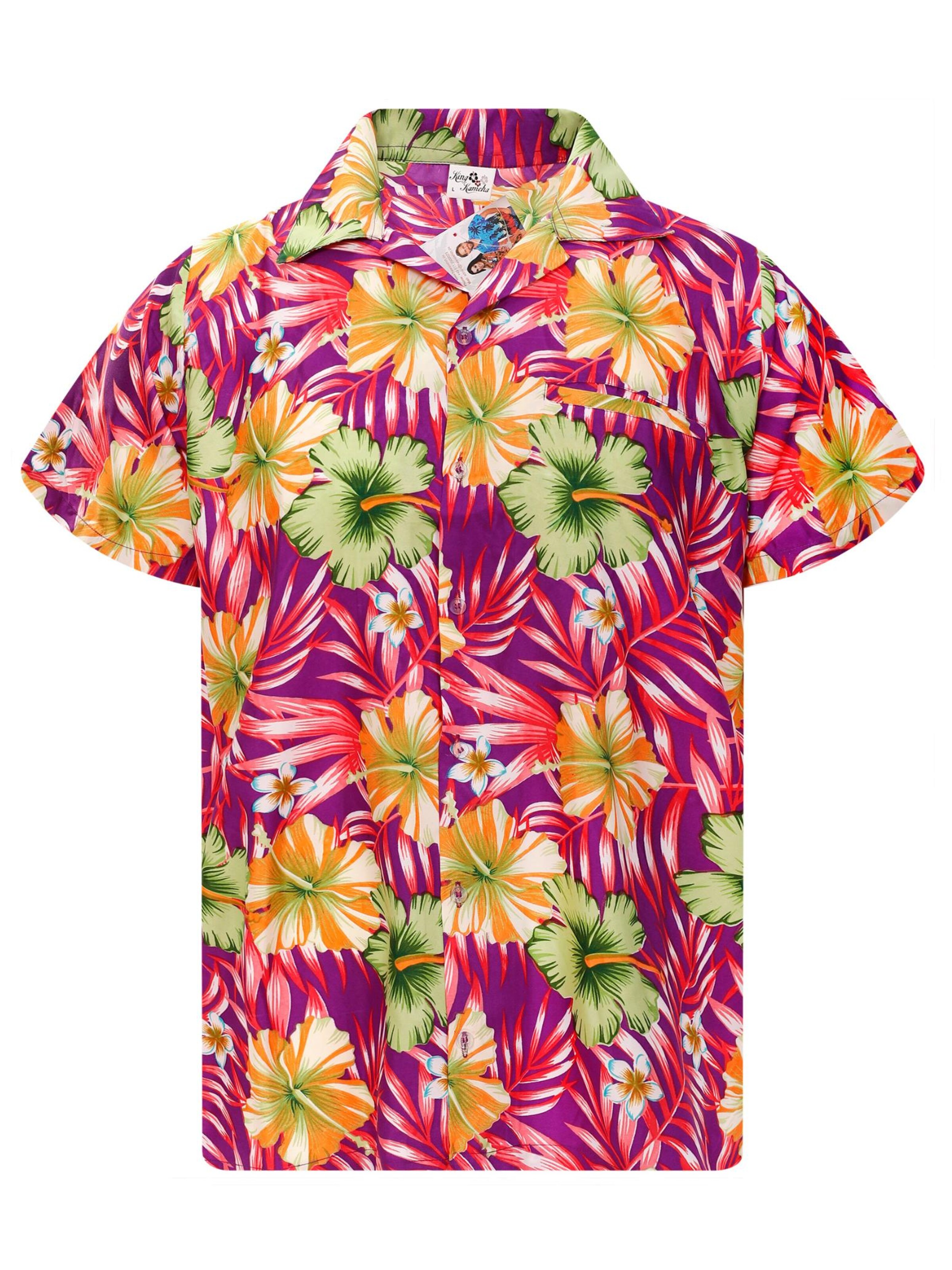 King Kameha Shirt 'Tropical Hibiscus'‌‌ in Lila: Vorderseite