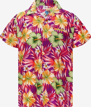 King Kameha Button Up Shirt 'Tropical Hibiscus' in Purple: front