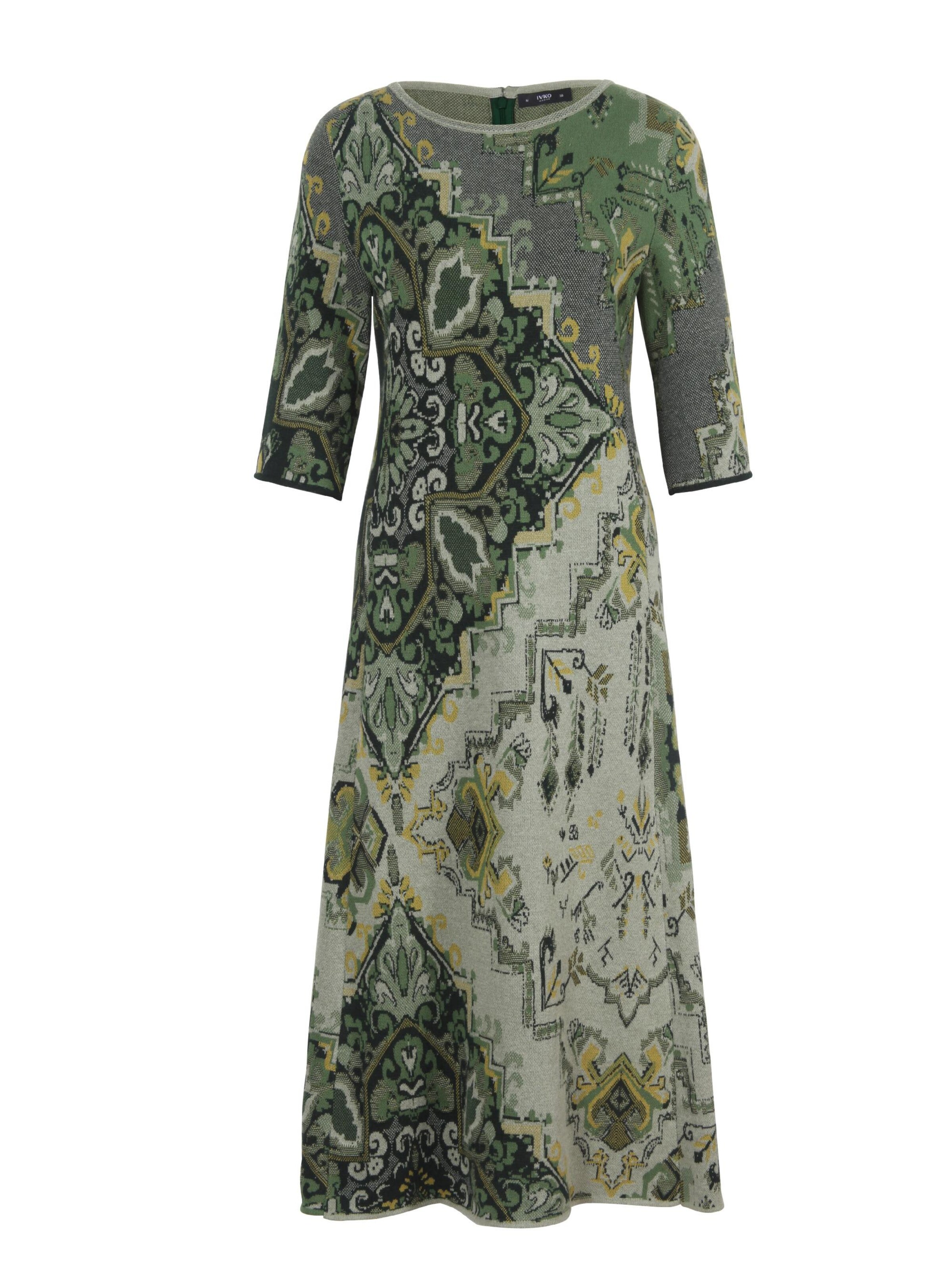IVKO Strickkleid 'Kilim' in khaki, Produktansicht
