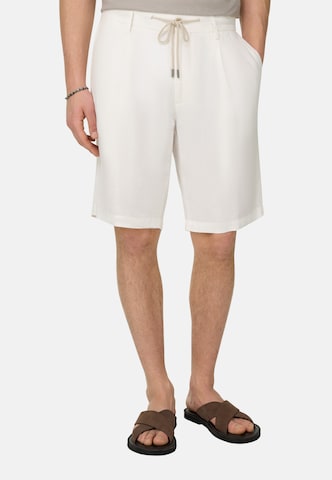 Boggi Milano Loosefit Bandplooibroek in Wit: voorkant