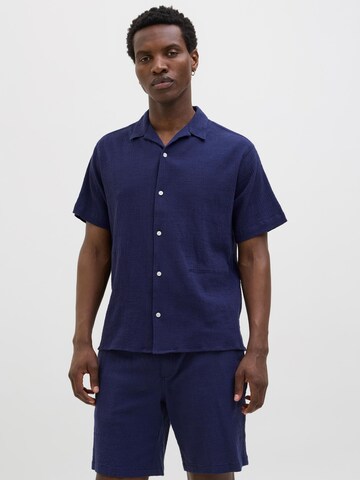 JACK & JONES Comfort fit Button Up Shirt 'JORLuke' in Blue: front