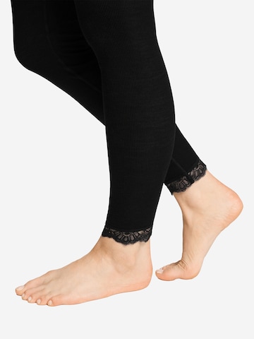 Hanro Skinny Leggings ' Woolen Lace ' in Zwart