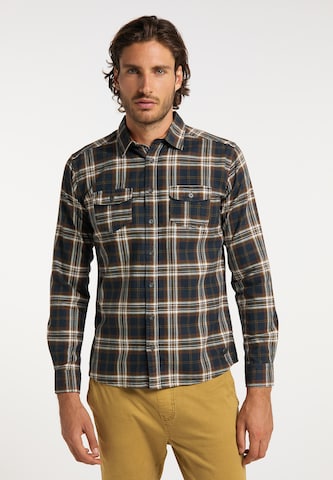 DreiMaster Vintage Slim fit Button Up Shirt in Brown: front