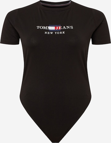 Tommy Jeans Curve Shirt Bodysuit in Black: front