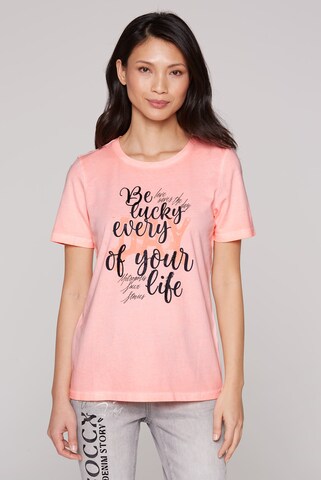 Soccx T-Shirt mit Wording Print in Orange: Vorderseite