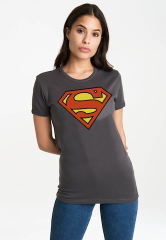 LOGOSHIRT Shirt 'Superman Logo' in Grey