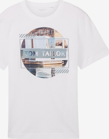 T-Shirt TOM TAILOR en blanc : devant