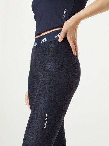 ADIDAS PERFORMANCE Skinny Workout Pants 'Techfit Pixeled Camo' in Blue