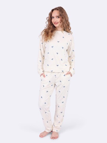 COZEE Pyjamas 'Blue Ribbons Velvet Pyjamas' i vit