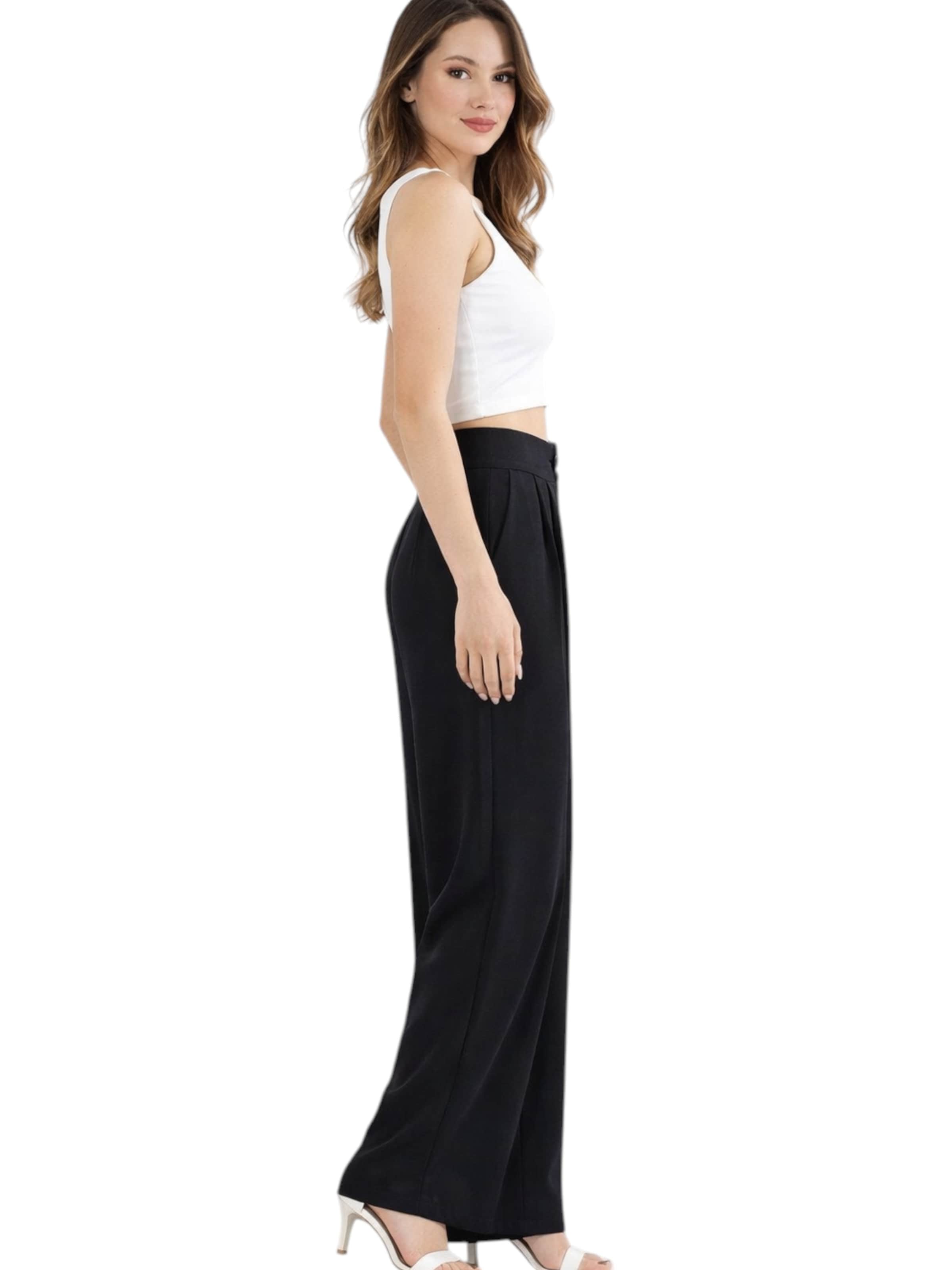 Wide Leg Pantalon à pince 'ALYA' fashionshowcase en noir