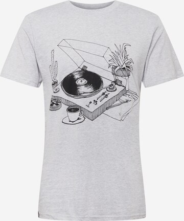 DEDICATED. Shirt 'Stockholm Coffee Vinyl' in Grijs: voorkant