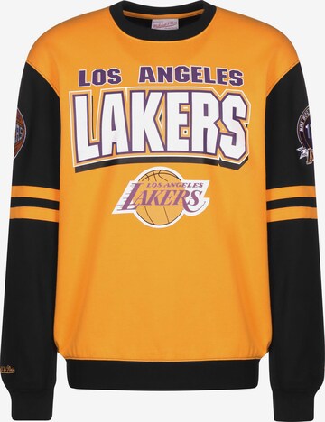 Mitchell & Ness Sweatshirt 'NBA All Over 2.0 LA Lakers' in Yellow: front