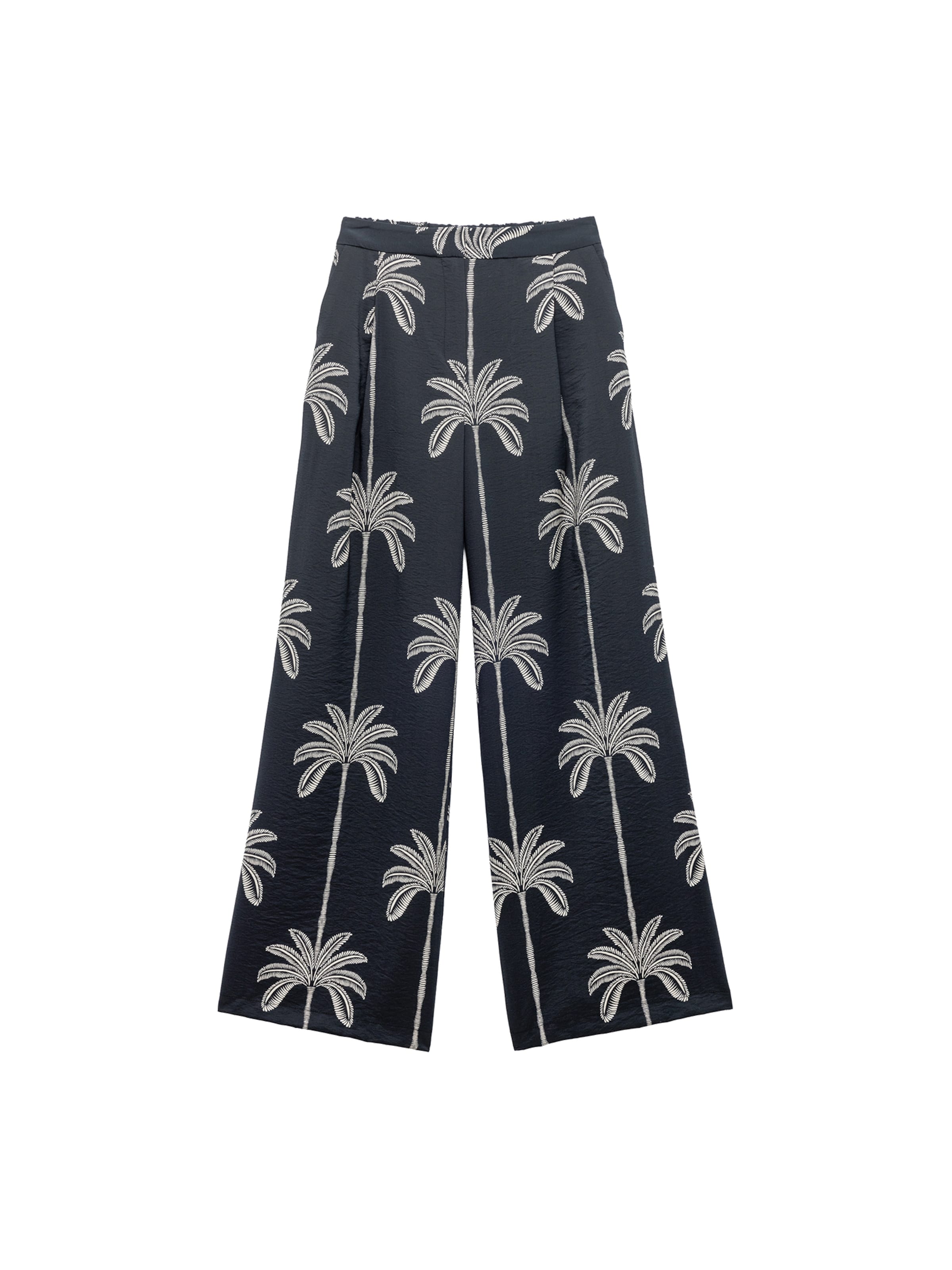 Koton Wide leg Pleat-front trousers in Black: front