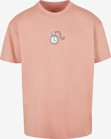 F4NT4STIC Shirt 'Alice im Wunderland Uhr Hase Heroes of Childhood' in Roze: voorkant