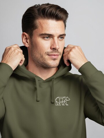 Neverless Sweatshirt 'Bär Lineart Polygon' in Green