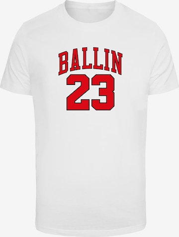 Maglietta 'Ballin 23' di Mister Tee in bianco: frontale