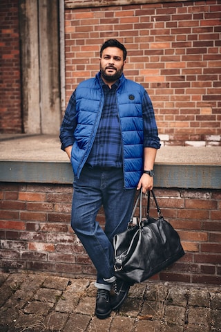Men Plus Comfort fit Button Up Shirt in Blue