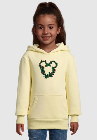 ABSOLUTE CULT Sweatshirt 'Mickey Mouse - Xmas Wreath' in Gelb: Vorderseite