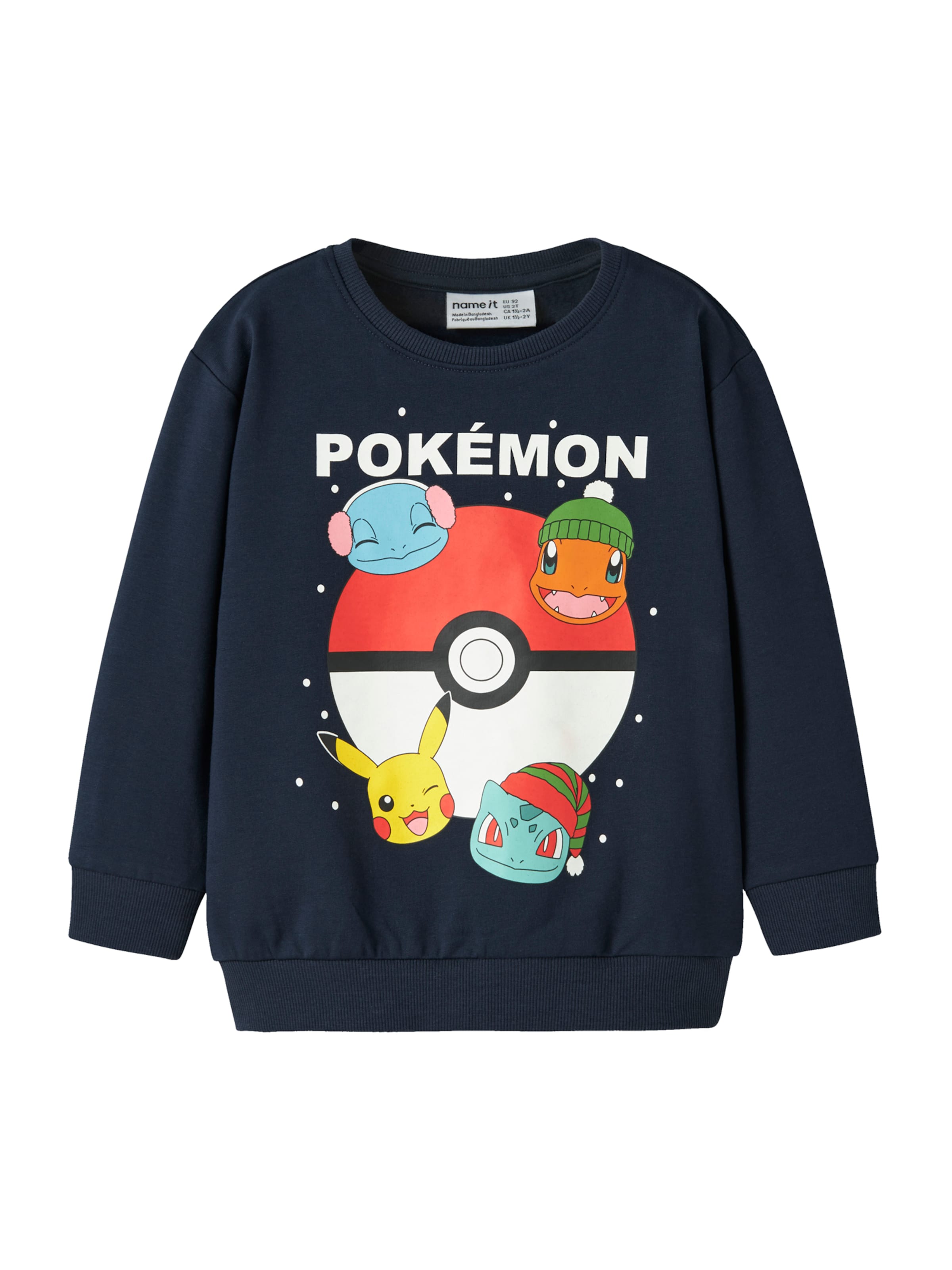 NAME IT Sweatshirt 'NMMSEVEN POKEMON' in 92 in de kleur Navy / Groen / Donkerrood / Wit, Productweergave