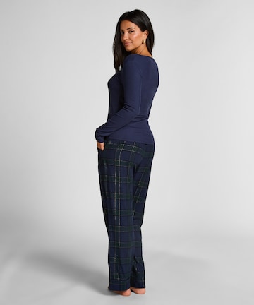 Hunkemöller Slaapshirt 'Henley' in Blauw