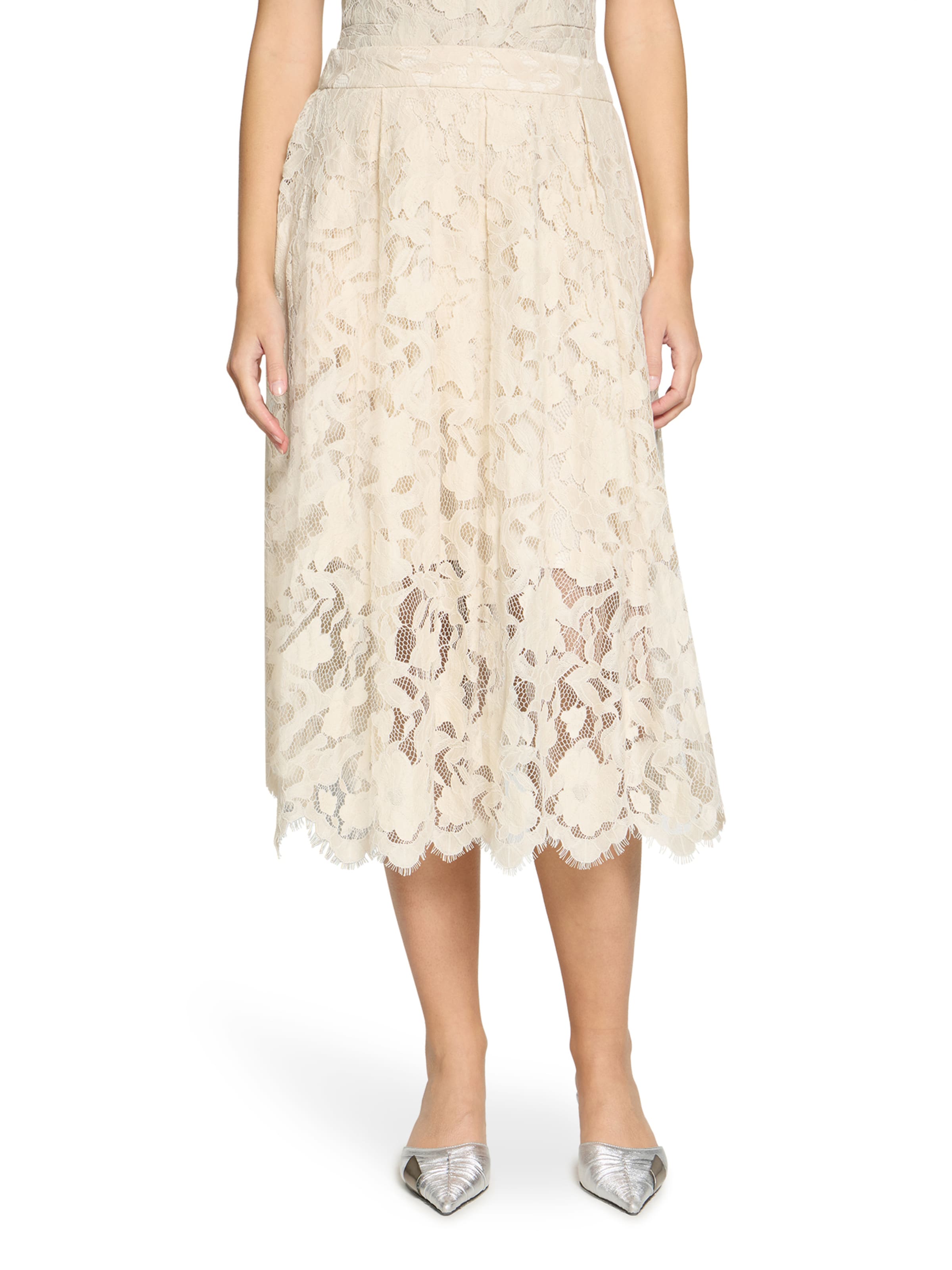 Vera Mont Spitzenrock mit Taschen in Beige: Vorderseite