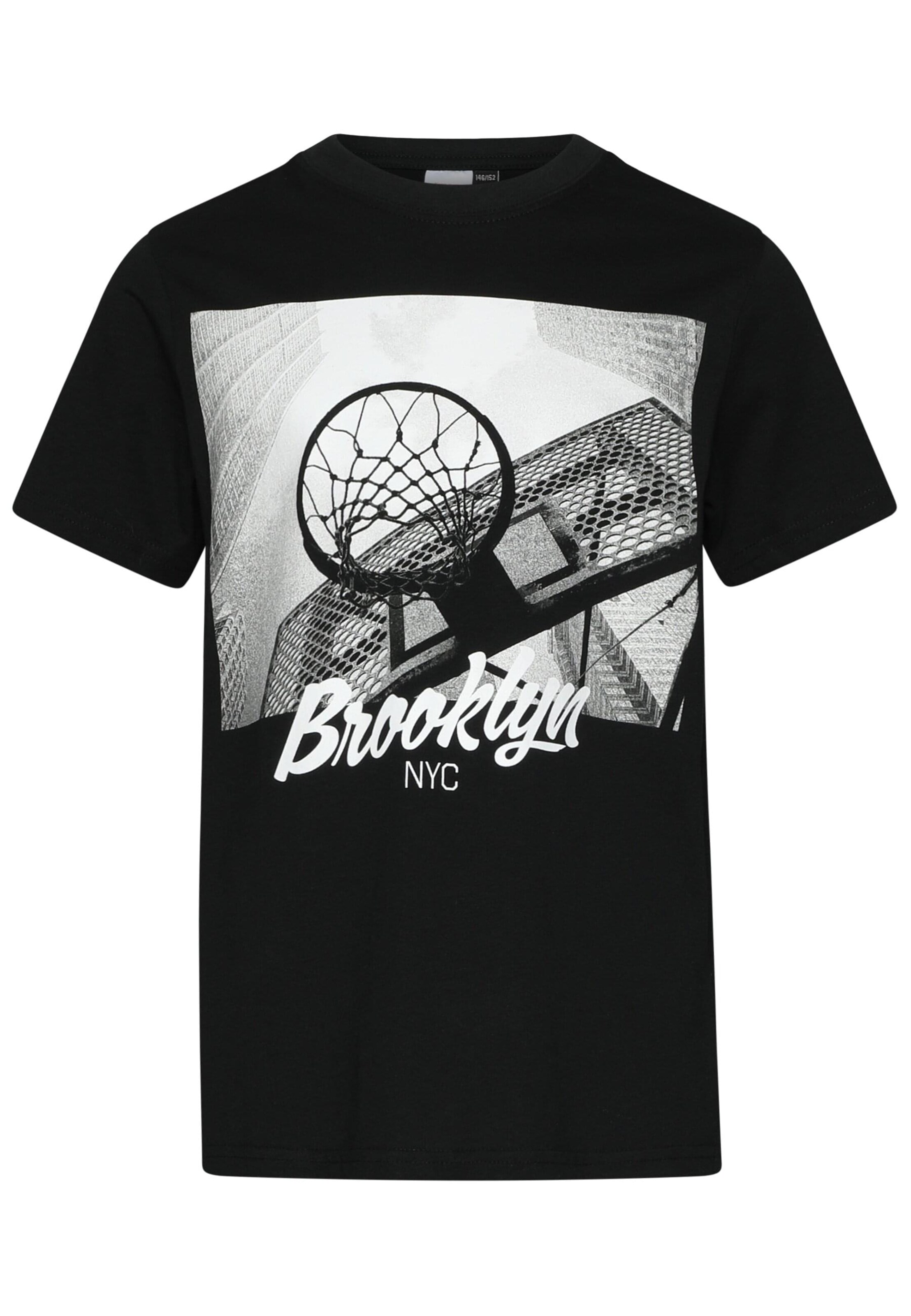T-Shirt 'New York & Brookly' Urban Classics en noir