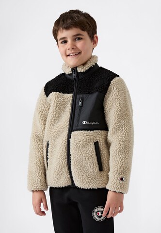 Champion Authentic Athletic Apparel Fleece Jacket in Beige: front