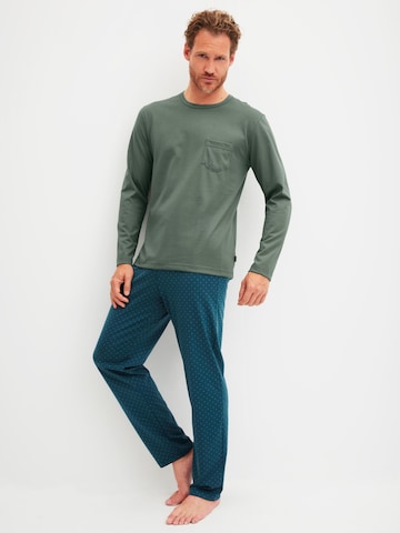 CALIDA Long Pajamas 'Relax Imprint' in Green: front