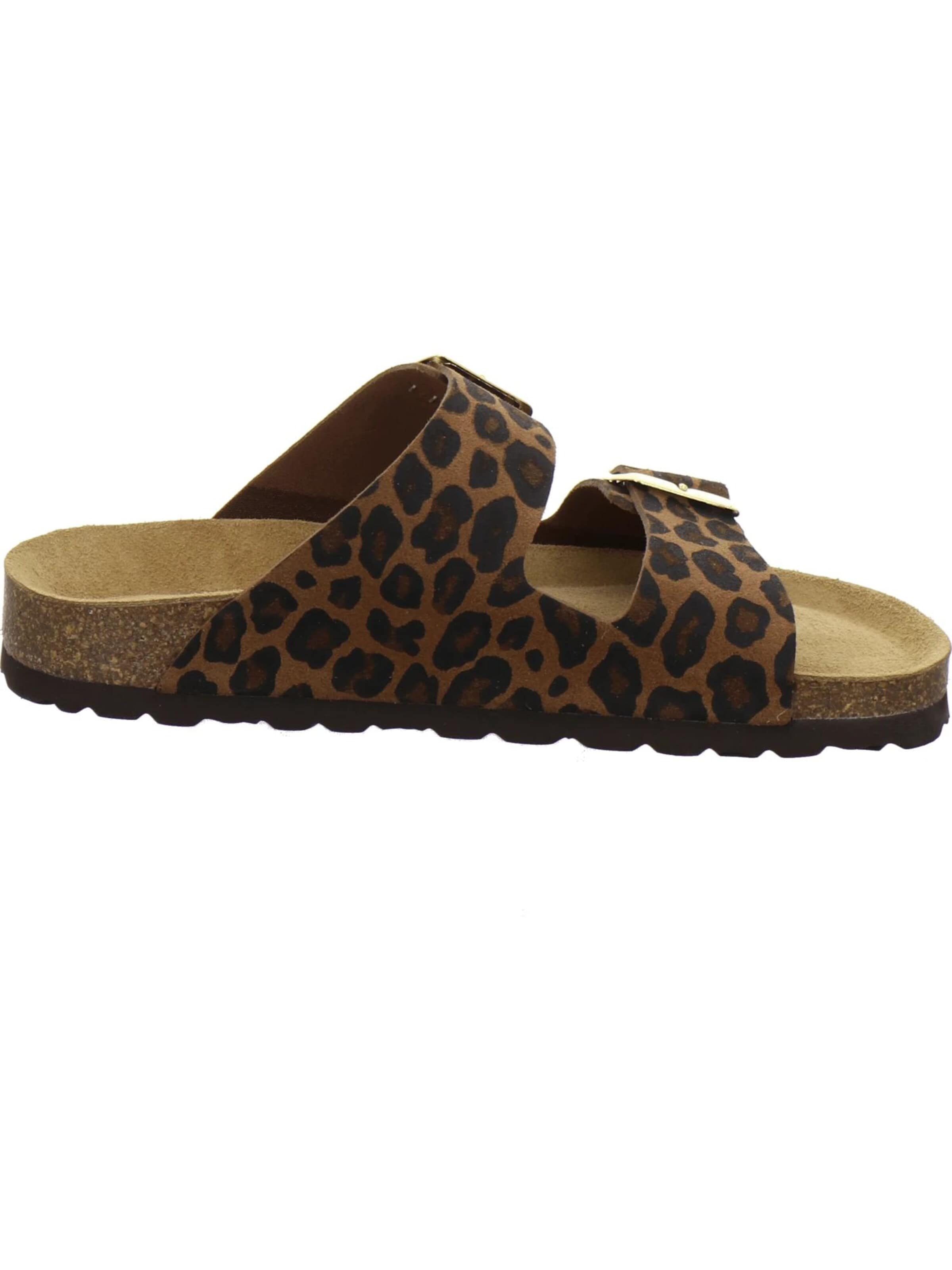 AFS-Schuhe Pantolette 'Pantoletten Damen Zweischnaller leo-braun'‌‌‌‌ in Braun