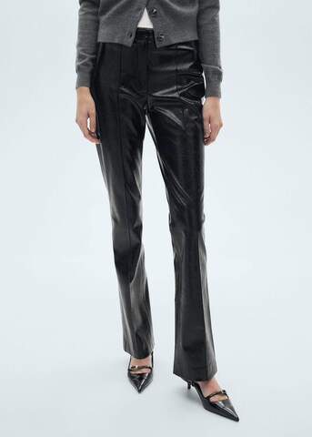 MANGO Slim fit Trousers with creases 'Georgia' in Black: front