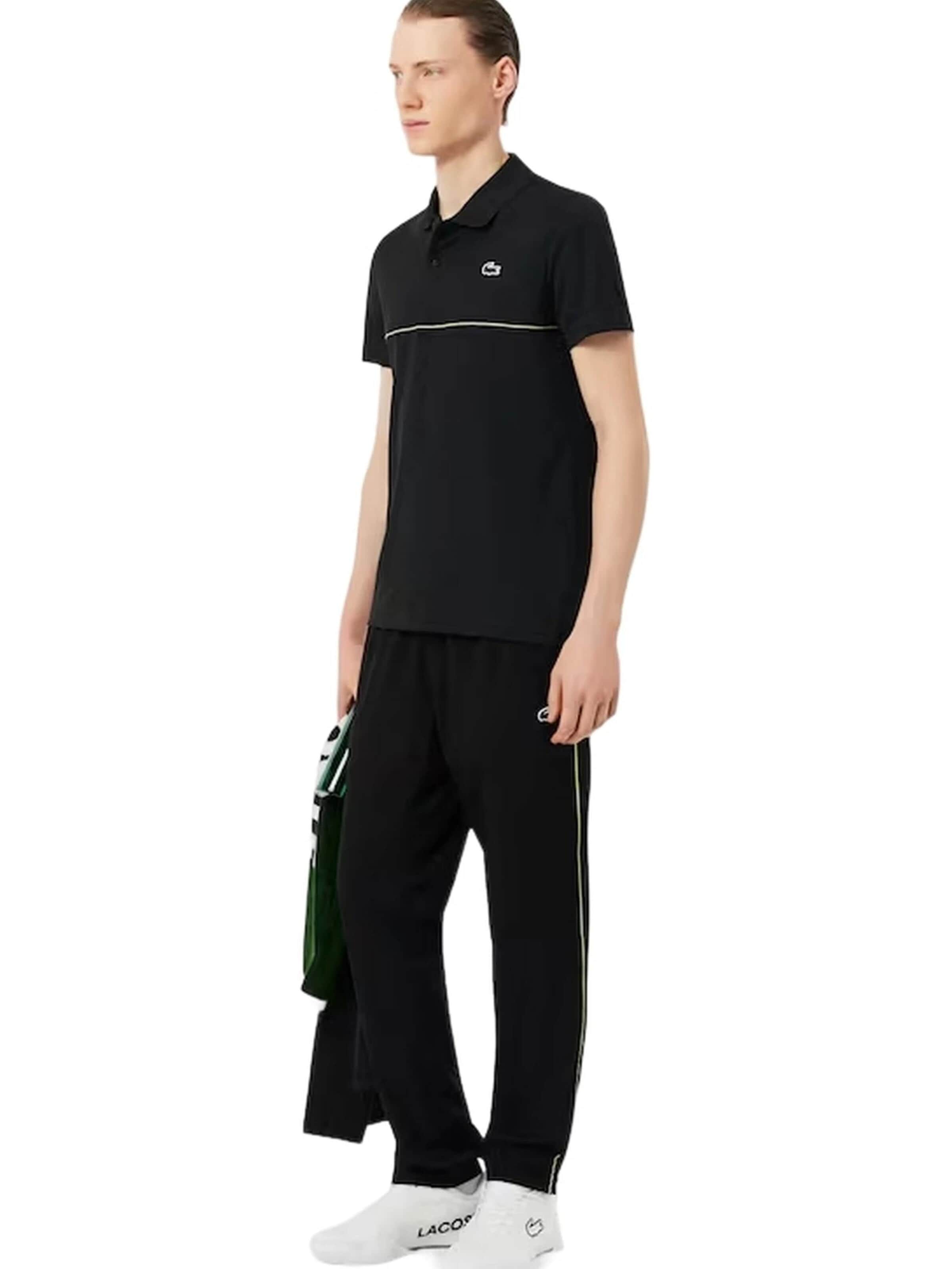 LACOSTE - Camiseta 'Polo lacoste negro back logo ultra dry polo shirt' en negro