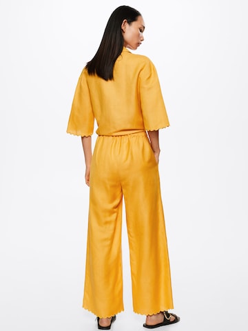 MANGO Wide Leg Bukse 'Almond' i gul