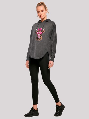 F4NT4STIC Sweatshirt 'Highland Cow Valentinstag Sonnenbrille' in Grau