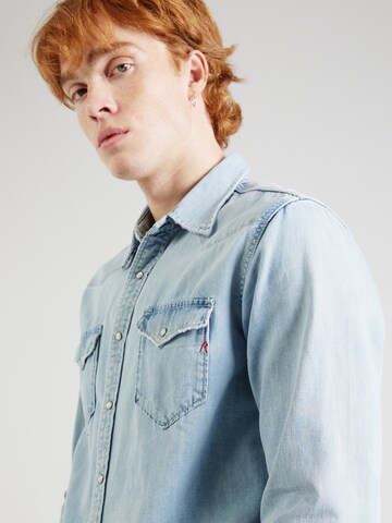 REPLAY Regular fit Button Up Shirt in Blue