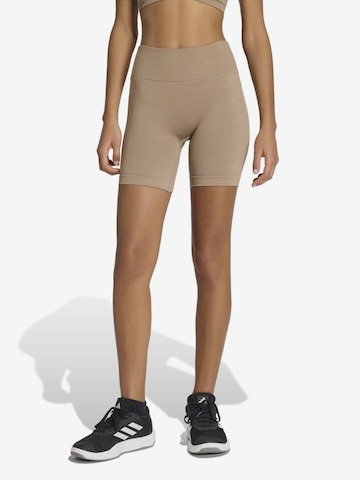 ADIDAS PERFORMANCE Skinny Urheiluhousut värissä ruskea: etupuoli