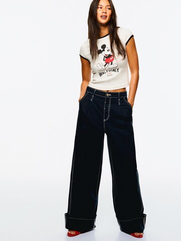 Wide Leg Pantalon Bershka en bleu