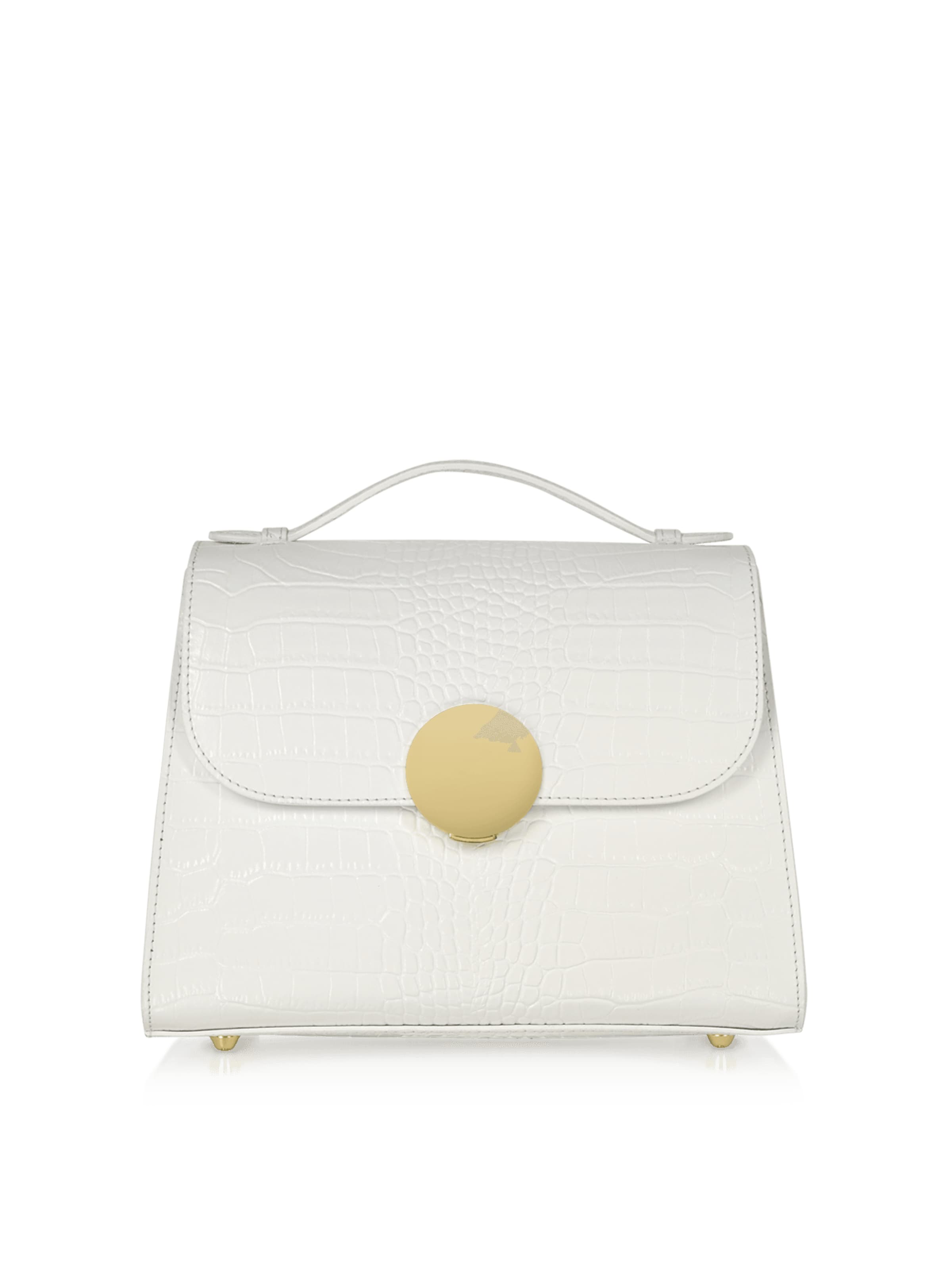 LeParmentier Handtas 'Bombo Croco' in Wit: voorkant