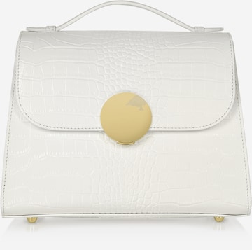 LeParmentier - Bolso de mano 'Bombo Croco' en blanco: frente