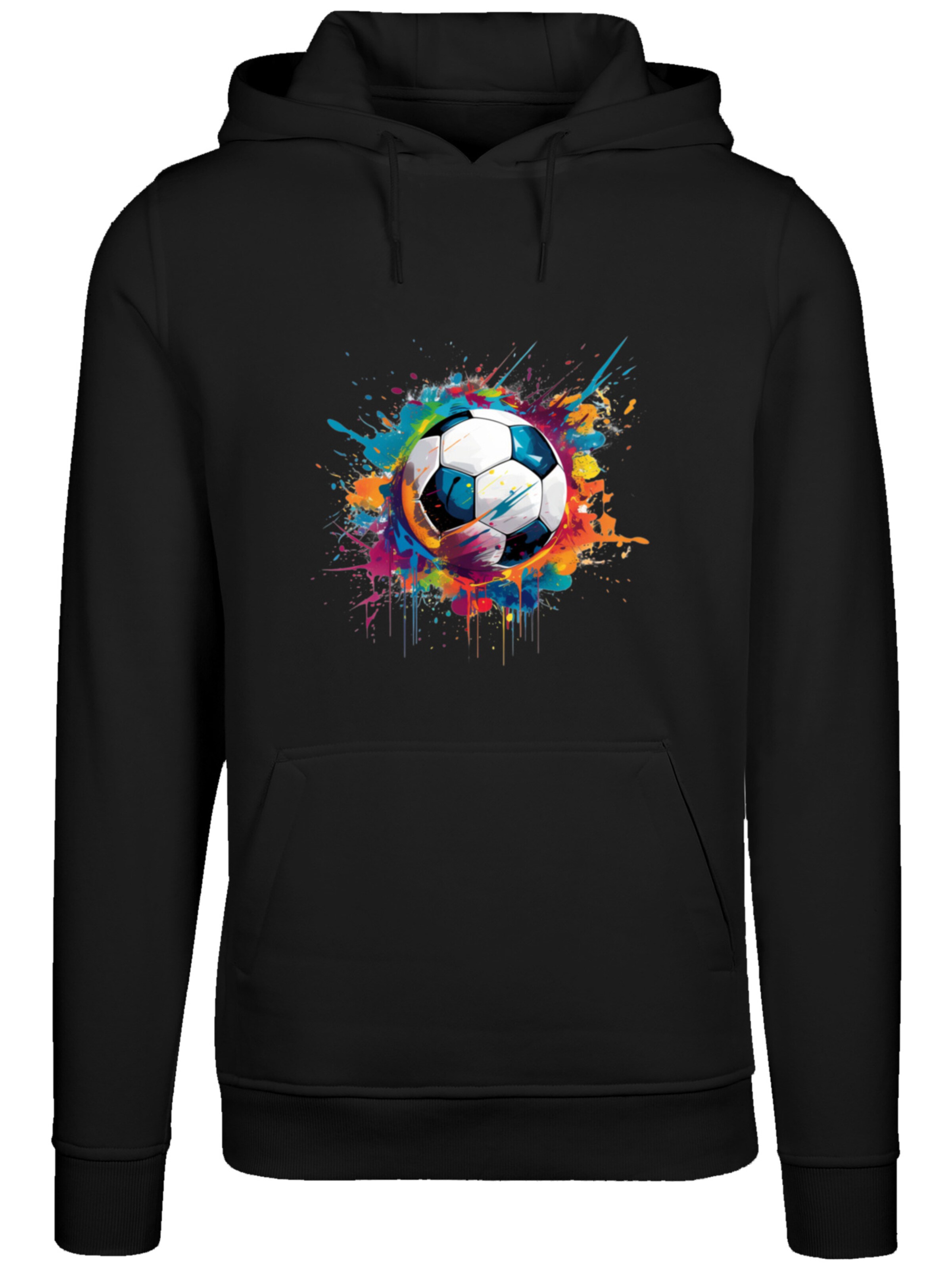 Pull-over 'Bunte Fußball Grafik' F4NT4STIC en noir : devant