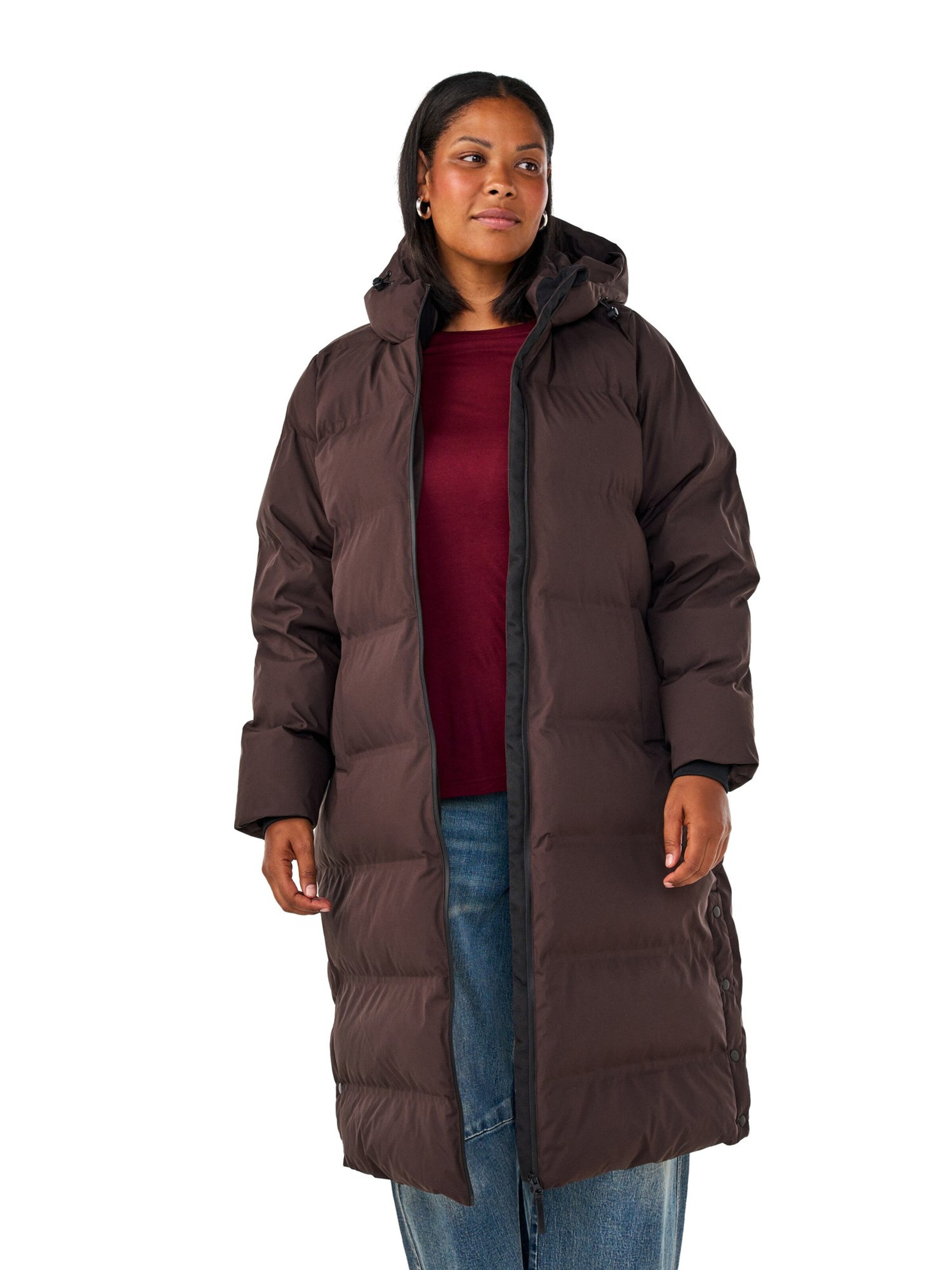 Zizzi Winterjacke 'Melina' in Braun: Vorderseite