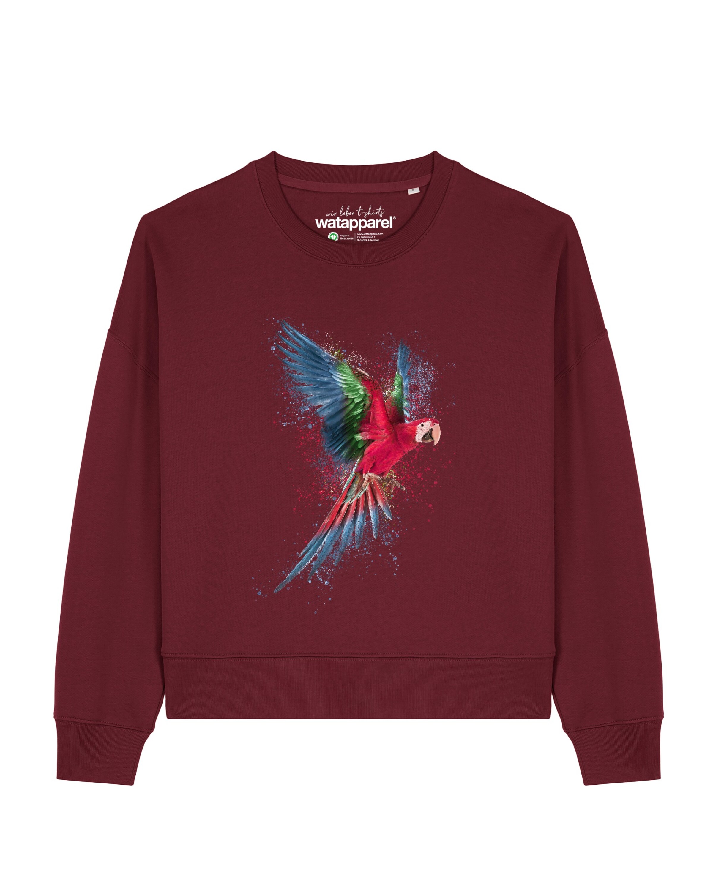Watapparel Sweatshirt 'Papagei' in Red: front