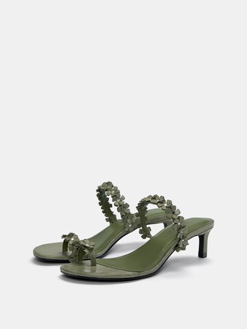 Pull&Bear T-Bar Sandals in Green