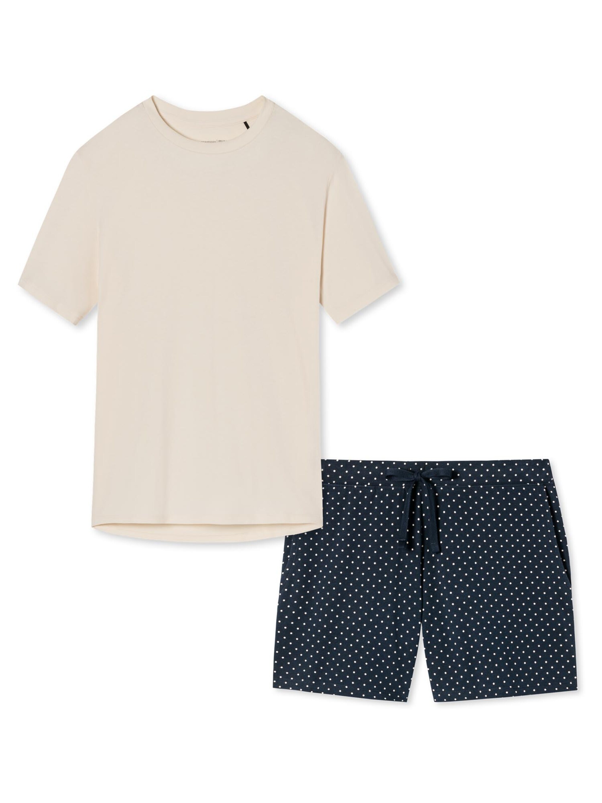 SCHIESSER Pyjama 'Cotton' in Wit: voorkant