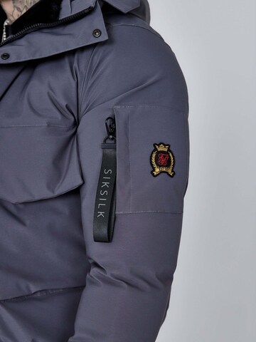 SikSilk Winter Jacket 'Hooded Bomber Jacket' in Grey: front