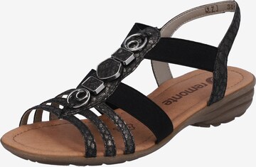 REMONTE Strap Sandals in Black: front