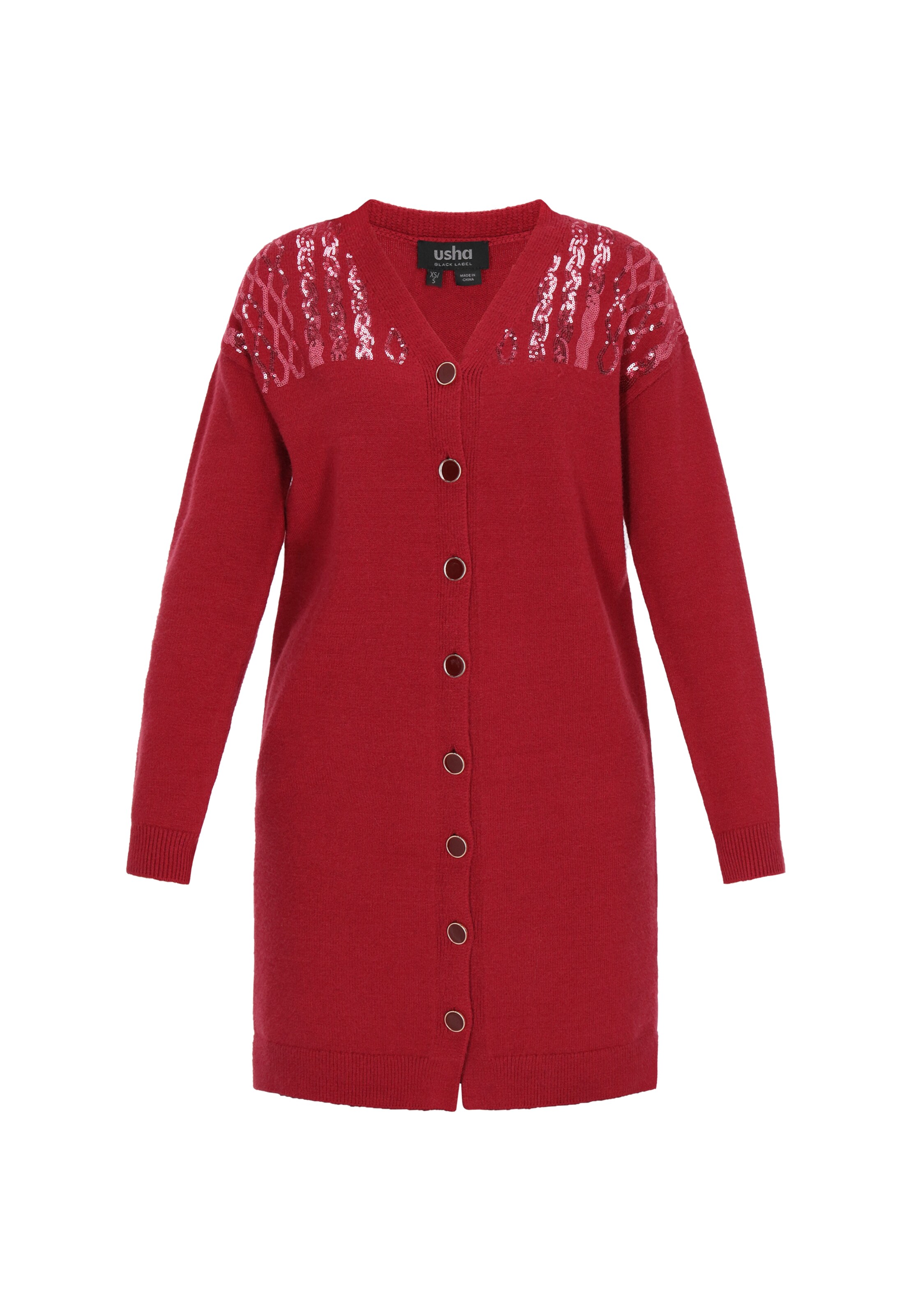 usha BLACK LABEL Gebreid vest in Rood: voorkant