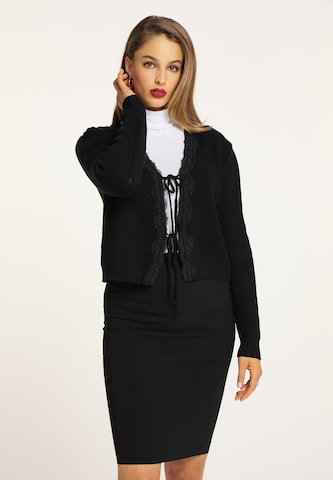 faina Knit Cardigan in Black: front